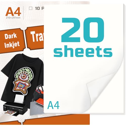 Inkjet Premium-T-Shirt-Transferpapier, A4, für schwarze und dunkle Stoffe, lebendige, langlebige Bilder (20) von ZPSHYD