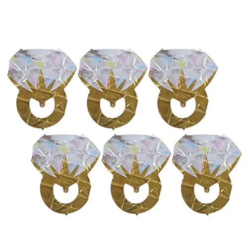 ZPSHYD Hochzeitsballon, Diamantring, Ballon, Aluminiumfolie, 6 Stück, kugelförmig, Brautparty, Hochzeit, Verlobung, dekorative Luftballons, Gold von ZPSHYD