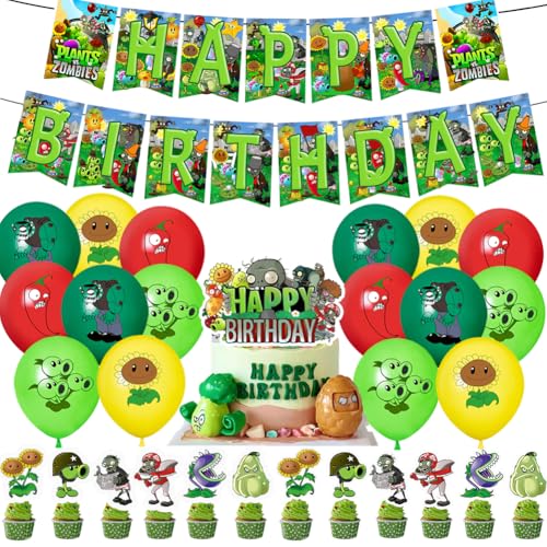 Zombies Party Luftballons, Pflanzen Zombies Party Supplie, Zombies Party Spiel Party Supplies Geburtstag Dekorationen Ballon, Changing Banner Kuchen Flaggen für Kinder Jungen Geburtstag Party 30 Stück von ZPSOSPZ