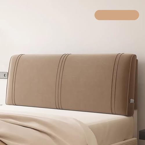 Bett Kopfteil Bezug,Stretch RüCkenlehne Bett Kopfkissen,Staubdichte Niederländischer Samtstoff SchutzhüLle,Waschbar,Abnehmbar,FüR Gepolsterte Schlafzimmer Kopfteil(135*60*6cm(Paste),Brown) von ZQBXHDZW