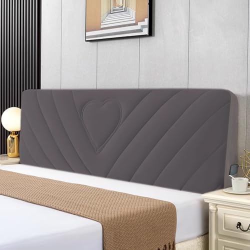 Bett Kopfteil Bezug,Verdickung Stretch Bettkopfteil Hussen,Weicher Strecken Samtstoff Staubdicht,Dehnbar Waschbar FüR Schlafzimmer Doppelbett Queensize-Bett Und Kingsize-Bett(120cm,Dark gray) von ZQBXHDZW