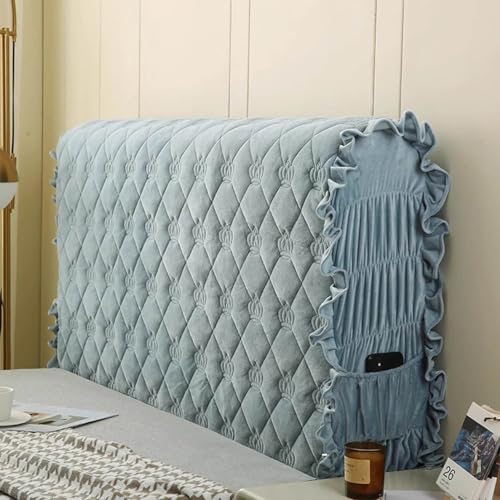 Bett Kopfteil Bezug,Verdickung Stretch Bettkopfteil Hussen,Weicher Strecken Samtstoff Staubdicht,Dehnbar Waschbar FüR Schlafzimmer Doppelbett Queensize-Bett Und Kingsize-Bett(120cm,Light blue) von ZQBXHDZW