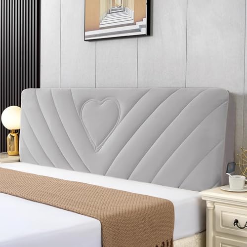 Bett Kopfteil Bezug,Verdickung Stretch Bettkopfteil Hussen,Weicher Strecken Samtstoff Staubdicht,Dehnbar Waschbar FüR Schlafzimmer Doppelbett Queensize-Bett Und Kingsize-Bett(120cm,Light gray) von ZQBXHDZW