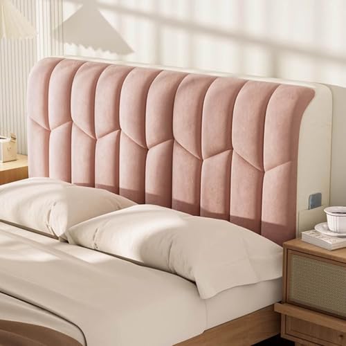 Bett Kopfteil Bezug,Verdickung Stretch Bettkopfteil Hussen,Weicher Strecken Samtstoff Staubdicht,Dehnbar Waschbar FüR Schlafzimmer Doppelbett Queensize-Bett Und Kingsize-Bett(200*60cm,Pink) von ZQBXHDZW