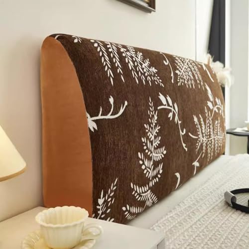 ZQBXHDZW Bett Kopfteil Bezug,Stretch Bettkopfteil Hussen,Weicher Strecken Samtstoff Staubdicht,Dehnbar Waschbar FüR Schlafzimmer Doppelbett Queensize-Bett Und Kingsize-Bett(120cm,Coffee) von ZQBXHDZW