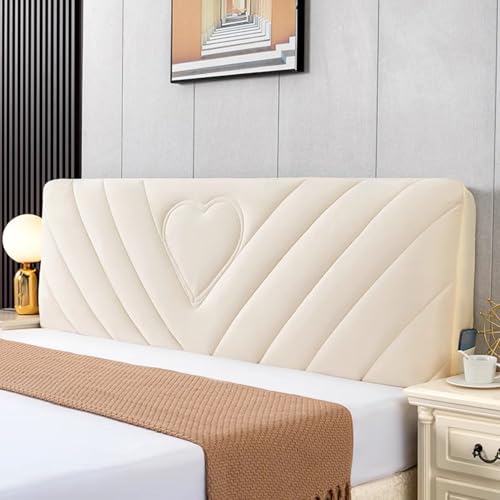 ZQBXHDZW Bett Kopfteil Bezug,Verdickung Stretch Bettkopfteil Hussen,Weicher Strecken Samtstoff Staubdicht,Dehnbar Waschbar FüR Schlafzimmer Doppelbett Queensize-Bett Und Kingsize-Bett(120cm,Beige) von ZQBXHDZW