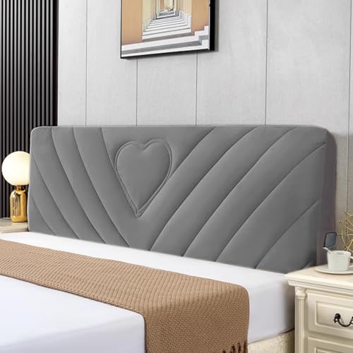 ZQBXHDZW Bett Kopfteil Bezug,Verdickung Stretch Bettkopfteil Hussen,Weicher Strecken Samtstoff Staubdicht,Dehnbar Waschbar FüR Schlafzimmer Doppelbett Queensize-Bett Und Kingsize-Bett(120cm,Gray) von ZQBXHDZW