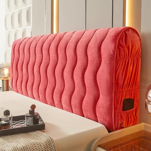 ZQBXHDZW Bett Kopfteil Bezug,Verdickung Stretch Bettkopfteil Hussen,Weicher Strecken Samtstoff Staubdicht,Dehnbar Waschbar FüR Schlafzimmer Doppelbett Queensize-Bett Und Kingsize-Bett(120cm,Pink) von ZQBXHDZW