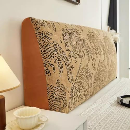 ZQBXHDZW Bettkopfteil Hussen Bett Kopfteil Bezug,Weicher Strecken Jacquard-Samtstoff Staubdicht,All-Inclusive Kopfteil Husse,FüR Full Twin Queen King Bett Kopf(120cm,Ancient Yellow) von ZQBXHDZW