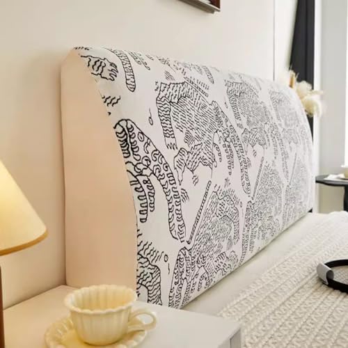 ZQBXHDZW Bettkopfteil Hussen Bett Kopfteil Bezug,Weicher Strecken Jacquard-Samtstoff Staubdicht,All-Inclusive Kopfteil Husse,FüR Full Twin Queen King Bett Kopf(120cm,Off White) von ZQBXHDZW