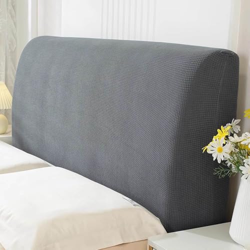 ZQBXHDZW Bettkopfteil Hussen Bett Kopfteil Bezug,Weicher Strecken Samtstoff Staubdicht,All-Inclusive Kopfteil Husse,FüR Full Twin Queen King Bett Kopf(120cm,Dark Grey) von ZQBXHDZW