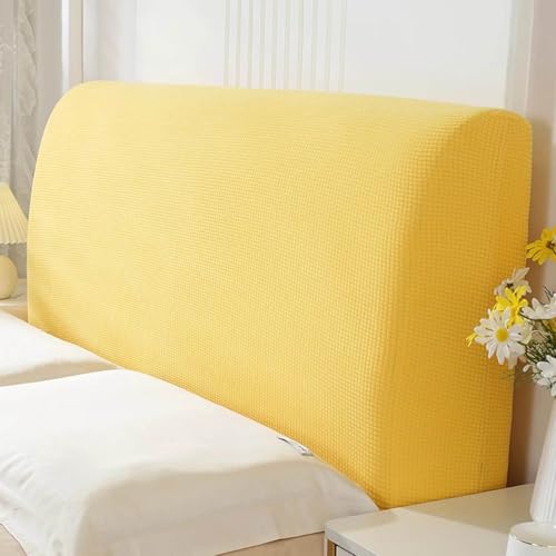 ZQBXHDZW Bettkopfteil Hussen Bett Kopfteil Bezug,Weicher Strecken Samtstoff Staubdicht,All-Inclusive Kopfteil Husse,FüR Full Twin Queen King Bett Kopf(120cm,Yellow) von ZQBXHDZW