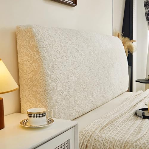 ZQBXHDZW Bettkopfteil Hussen Bett Kopfteil Bezug,Weicher Strecken Samtstoff Staubdicht,All-Inclusive Kopfteil Husse,FüR Full Twin Queen King Bett Kopf(180cm,Beige C) von ZQBXHDZW