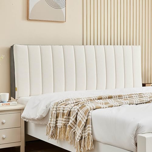 ZQBXHDZW Bettkopfteil Hussen Bett Kopfteil Bezug,Weicher Strecken Samtstoff Staubdicht,All-Inclusive Verdickung Kopfteil Husse,FüR Full Twin Queen King Bett Kopf(120 * 60 * 3cm,Off-White) von ZQBXHDZW