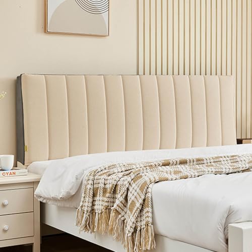 ZQBXHDZW Bettkopfteil Hussen Bett Kopfteil Bezug,Weicher Strecken Samtstoff Staubdicht,All-Inclusive Verdickung Kopfteil Husse,FüR Full Twin Queen King Bett Kopf(90 * 60 * 3cm,Light Yellow) von ZQBXHDZW