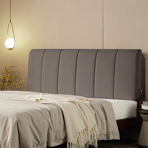 ZQBXHDZW RüCkenlehne Bett Kopfkissen,Bett Kopfteil Bezug,Nerz-Samtstoff Back Protection All-Inclusive Slipcover,Staubdichte SchutzhüLle FüR Schlafzimmerkopftei(135 * 60 * 10cm(Paste),Dark Gray) von ZQBXHDZW