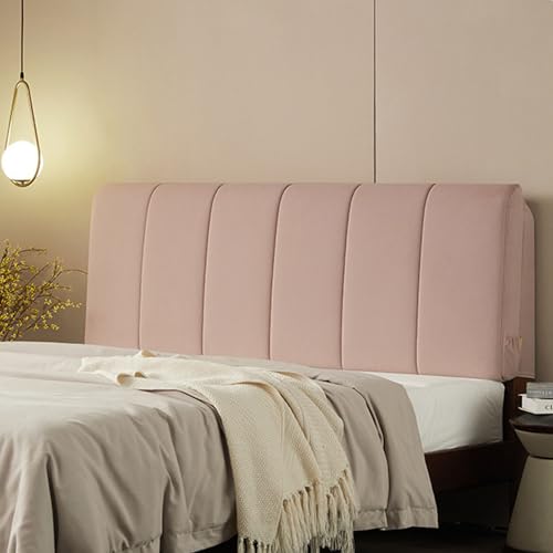 ZQBXHDZW RüCkenlehne Bett Kopfkissen,Bett Kopfteil Bezug,Nerz-Samtstoff Back Protection All-Inclusive Slipcover,Staubdichte SchutzhüLle FüR Schlafzimmerkopftei(135 * 60 * 10cm(Paste),Pink) von ZQBXHDZW