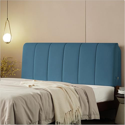 ZQBXHDZW RüCkenlehne Bett Kopfkissen,Bett Kopfteil Bezug,Nerz-Samtstoff Back Protection All-Inclusive Slipcover,Staubdichte SchutzhüLle FüR Schlafzimmerkopftei(155 * 60 * 10cm(Paste),Blue) von ZQBXHDZW