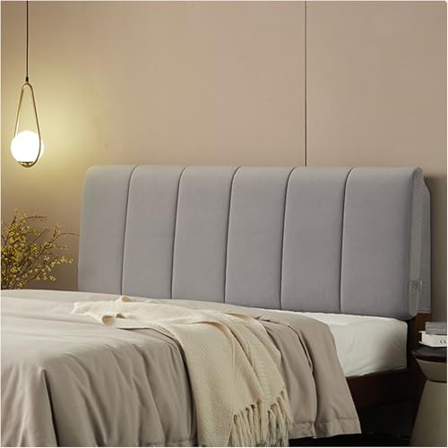 ZQBXHDZW RüCkenlehne Bett Kopfkissen,Bett Kopfteil Bezug,Nerz-Samtstoff Back Protection All-Inclusive Slipcover,Staubdichte SchutzhüLle FüR Schlafzimmerkopftei(200 * 60 * 10cm(Paste),Light Gray) von ZQBXHDZW