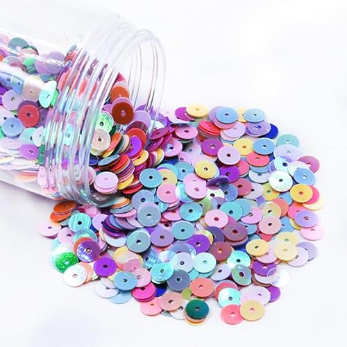 ZQWERT 3-6mm Lose Pailletten, 24 Color 4320-18000pcs Runde Handwerksglitter-Pailletten für DIY-Kunstnähende Dekoration, Handwerk machen von ZQWERT