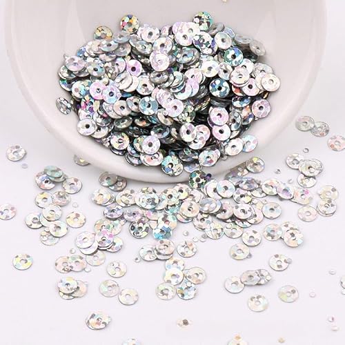 ZQWERT 4-6mm Lose Pailletten, 27 Color 7000-14000pcs Runde Glitter-Pailletten, wasserdicht für DIY-Schmuckherstellung, PVC-Weihnachtsdekor, Eventdekorationen von ZQWERT