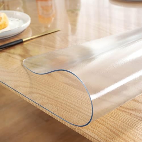 Tischdecke Folie 1mm - Transparent Einseitig Mattiert, Durchsichtige Tischdecke Abwaschbar, Glasklar Folie Geruchsneutral, Verschiedene Größen, Nach Maß, (110x240cm) von ZRFYDN