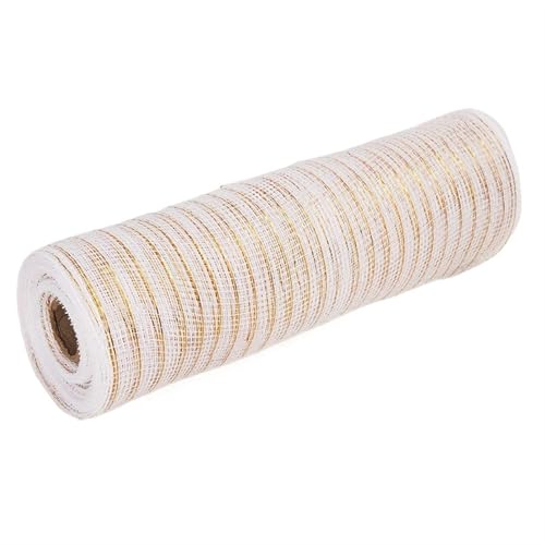 ZRHWSPD Deko-Mesh-Band 10 Yards 10 Zoll Mesh-Garnrolle Mesh-Band for Weihnachtsbaum dekorieren Festivalkränze handgefertigt DIY Handwerk Kleidung Zubehör(White Gold) von ZRHWSPD