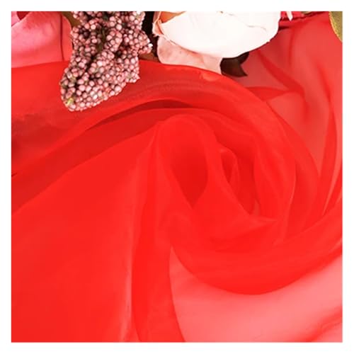 ZRHWSPD Deko-Mesh-Band 15 Farbe durchsichtiger Stoff Hochzeit Party Geburtstag Dekoration DIY Nähen Fanric(Red,500cm L by 145cm) von ZRHWSPD