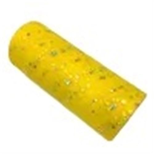 ZRHWSPD Deko-Mesh-Band 15 cm 9 Meter Glitzer-Pailletten-Tüllrolle, Hochzeitsdekoration, Funkelnde Glitzer-Pailletten-Tüllnetz in Gold-Laser-Optik, Party-Zubehör.(Yellow) von ZRHWSPD