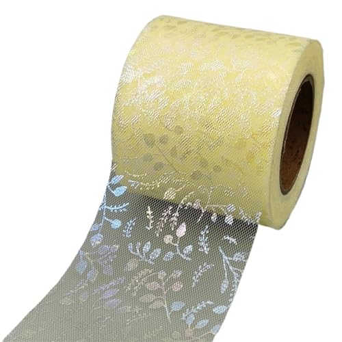 ZRHWSPD Deko-Mesh-Band 6 cm 25 Yards Tüllrollen schillernde Blumenrebe Gaze Mesh Organzaband Band for DIY Prinzessin Haarspange Schleife Blumenstrauß Kuchen Topper(Lemon) von ZRHWSPD