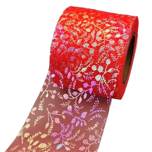 ZRHWSPD Deko-Mesh-Band 6 cm 25 Yards Tüllrollen schillernde Blumenrebe Gaze Mesh Organzaband Band for DIY Prinzessin Haarspange Schleife Blumenstrauß Kuchen Topper(Red) von ZRHWSPD