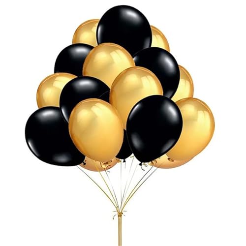 ZRHWSPD Folienballon 20 Stück 12 Zoll Silber Blau Rot Gold Schwarz Rosa Farbe Latexballons Alles Gute for Geburtstag Partydekorationen Ballonzubehör(10inch,Mix Black Gold) von ZRHWSPD