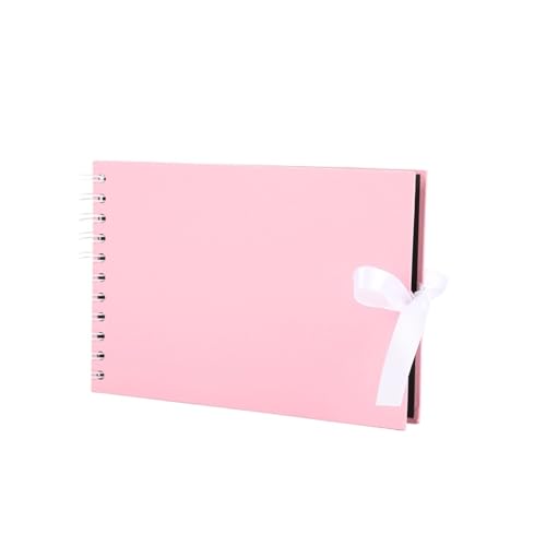 ZRHWSPD Scrapbook Fotoalbum A5 Scrapbook Fotoalbum 6 Zoll Gästebuch Zubehör 60 Schwarze Seiten Scrapbook Memory Book(Pink) von ZRHWSPD