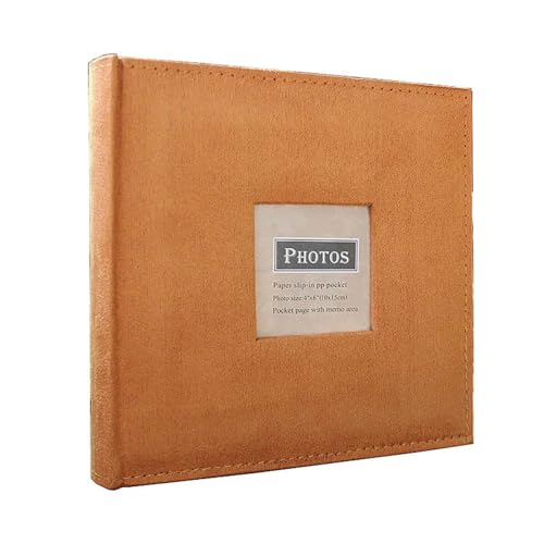 ZRHWSPD Scrapbook Fotoalbum Interstitial-Fotoalbum mit 200 Taschen, Sammelalbum, Hochzeitserinnerung, Familienerinnerung, Bilderaufbewahrung(Orange) von ZRHWSPD