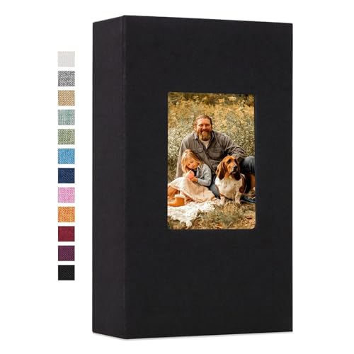 ZRHWSPD Scrapbook Fotoalbum Leinen-Fotoalbum mit 300 Taschen for 4x6 Fotos, Bücher, Einsteck-Bilderalben, Hochzeits-, Familien- und Jubiläums-Fotoaufbewahrung(Black) von ZRHWSPD