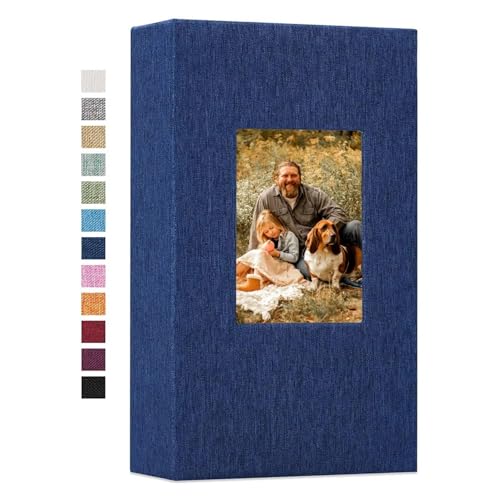 ZRHWSPD Scrapbook Fotoalbum Leinen-Fotoalbum mit 300 Taschen for 4x6 Fotos, Bücher, Einsteck-Bilderalben, Hochzeits-, Familien- und Jubiläums-Fotoaufbewahrung(Blue) von ZRHWSPD