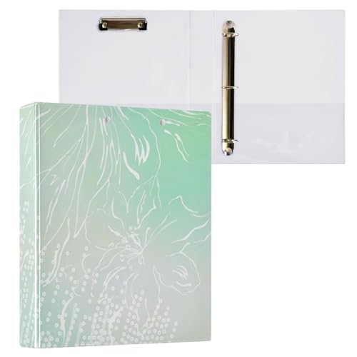 ZRWLUCKY Grüne Blumen 3-Ring-Binder, 3,8 cm Notizbuchordner mit Klemmbrett, 1/2 Packung, College-Binder für Studenten, 200 Blatt von ZRWLUCKY