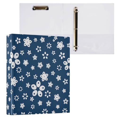 ZRWLUCKY Notizbuch mit 3,8 cm (1,5 Zoll) Blumenmuster, mit Klemmbrett, 1/2 Packungen, Büroordner, Hardcover, Blau / Weiß von ZRWLUCKY