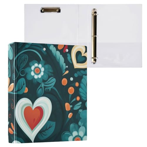 ZRWLUCKY Runde Ringbücher mit blauer Blume, 3,8 cm (1 1/2 Zoll), Notizbuchordner mit Klemmbrett, 1/2 Stück, für Briefgröße (27,9 x 21,6 cm), Hardcover von ZRWLUCKY