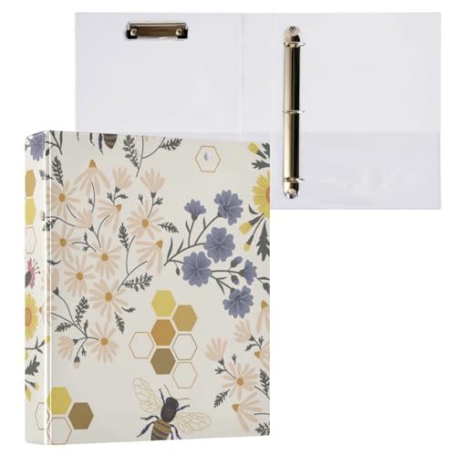 ZRWLUCKY Wild Flower Honey Gold 3,8 cm Notizbuch, 3,8 cm, Ringordner mit Innentaschen, 1/2 Stück, Büroordner, Hardcover von ZRWLUCKY