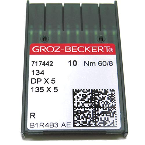 Groz-Beckert Industrie-Nähmaschinennadeln – 134R 135X5 DPX5, Packung mit 10 Stück, alle Größen 60/8 von ZS