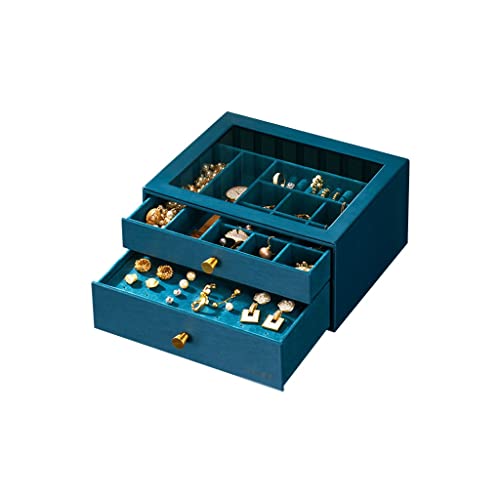 ZSDBYT Aufbewahrungsbox, Make-up-Box, Aufbewahrungsbox für Ringe, Ohrringe, Halsketten und Armbänder, ausgekleidet mit beflockter Schmuckschatulle (Transparent A) von ZSDBYT