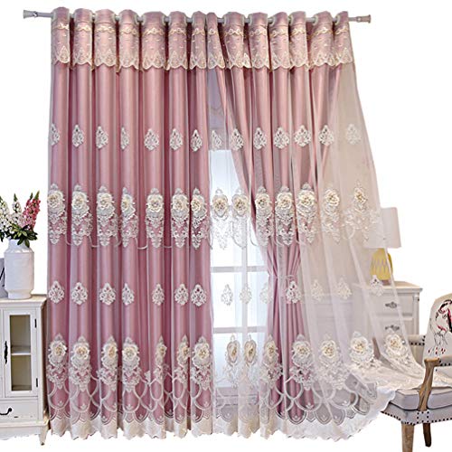 ZSDBYT Vorhangdekorationsstoff, zweilagige Verdunkelungsvorhänge, geeignet für Wohnzimmer und Schlafzimmer (Rosa, B 340 x H 270 cm) von ZSDBYT