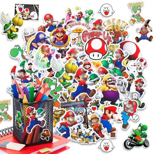 100 Stück super mario Sticker hello kitty Sticker super mario Aufkleber Pack Deko für Auto Laptop Skateboard Fahrrad Moped Motorrad, Geeignet für Erwachsene Kinder von ZSYFBFYSK