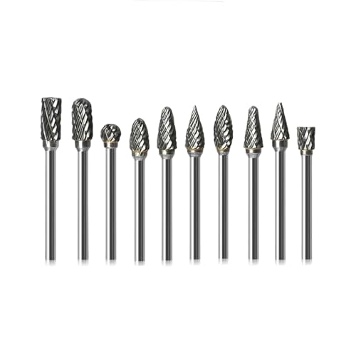 ZSjing 10 Stück/Set 1/4 doppelt geschnitten Wolframstahl-Hartmetall rotierenden Grat Schleifmaschine Schaft Bit 3 * 6mm Silber Elektrowerkzeug Teile von ZSjing