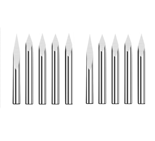ZSjing 10 Stück CNC Gravur-Bit 3-kant Wirbelsäule Gravur-Bits 3.175mm Schaft 20-90D Hartmetall Fräser CNC Fräser von ZSjing
