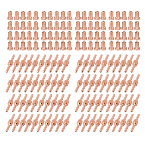 ZSjing 20/40/80/160pcs PT31 LG40 Plasmaschneider Elektrode Spitzen Becher Mundstück vernickelt Verbrauchsmaterialien Kit for PT-31 CUT40 CUT50 PLC50D HYC410 von ZSjing