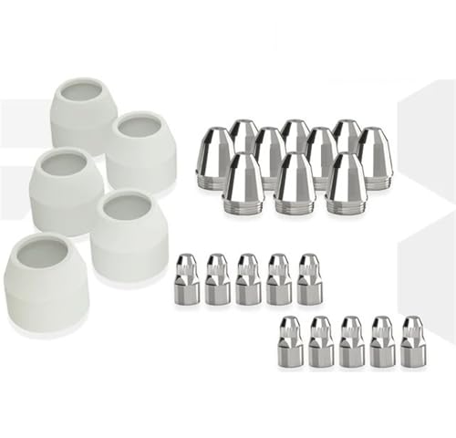 ZSjing 25/45 Stück P80 Plasmaschneid-Verbrauchsmaterialien-Kits, Schild-Becher, Spitzen, Düsen, Elektroden, CNC-Plasmaschneider, Brenner, Verbrauchsmaterialien von ZSjing