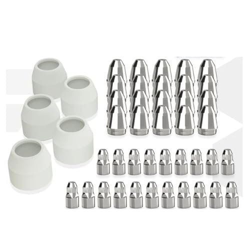 ZSjing 25/45 Stück P80 Plasmaschneid-Verbrauchsmaterialien-Kits, Schild-Becher, Spitzen, Düsen, Elektroden, CNC-Plasmaschneider, Brenner, Verbrauchsmaterialien von ZSjing