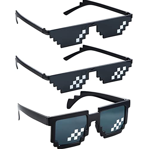 3 Stücke Brille Pixelbrille Sonnenbrille, Coole Sonnenbrille, Fun Sonnenbrille, Coole Brille, Party Mosaik Brille, Party Lustige Sonnenbrille, Foto Requisiten Unisex Brillen für Männer und Frauen von ZTMAKYLH